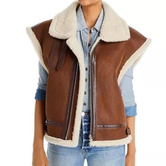 Gilet aviateur en cuir de mouton B3 de la Seconde Guerre mondiale pour femme