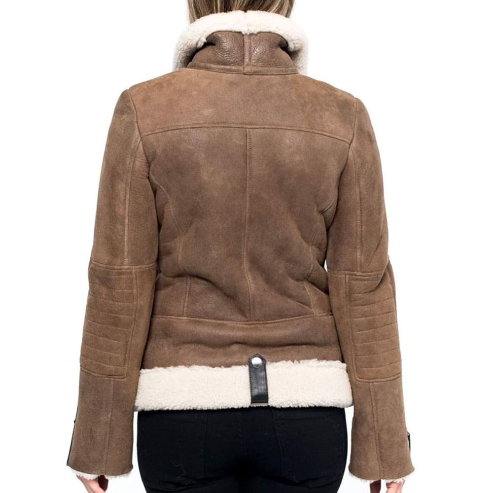 Women's Brown Shearling Aviator Jacket