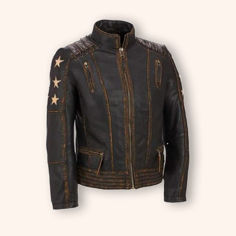 Women's Vintage Distressed Leather Biker Jacket