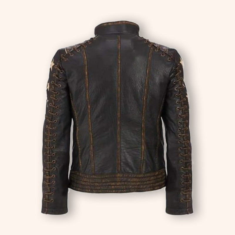 Women's Vintage Distressed Leather Biker Jacket