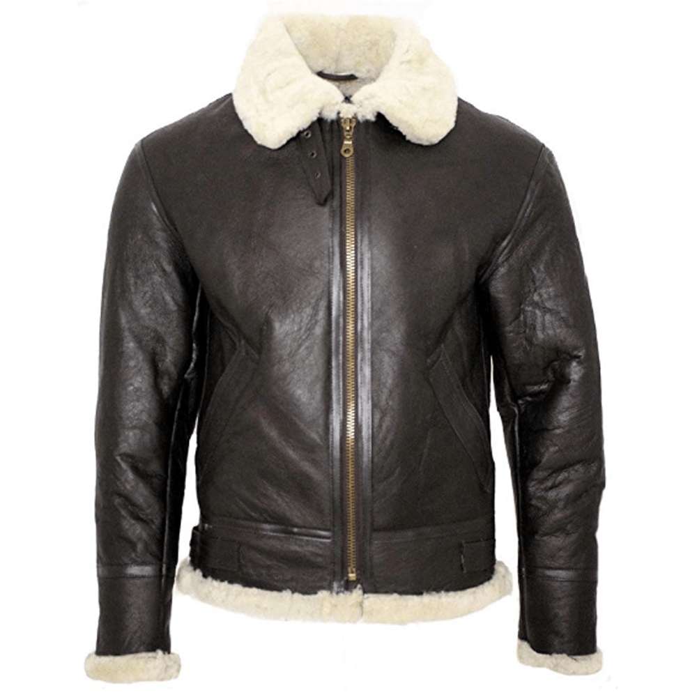 World War 2 Infinity Aviator Cream Shearling Bomber Leather Jacket Men