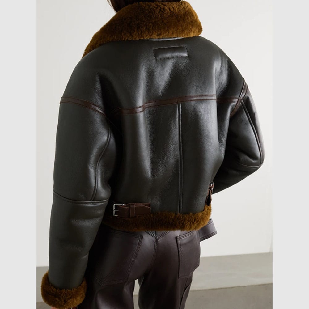 Veste en cuir texturé avec bordure en peau de mouton Acne Studios