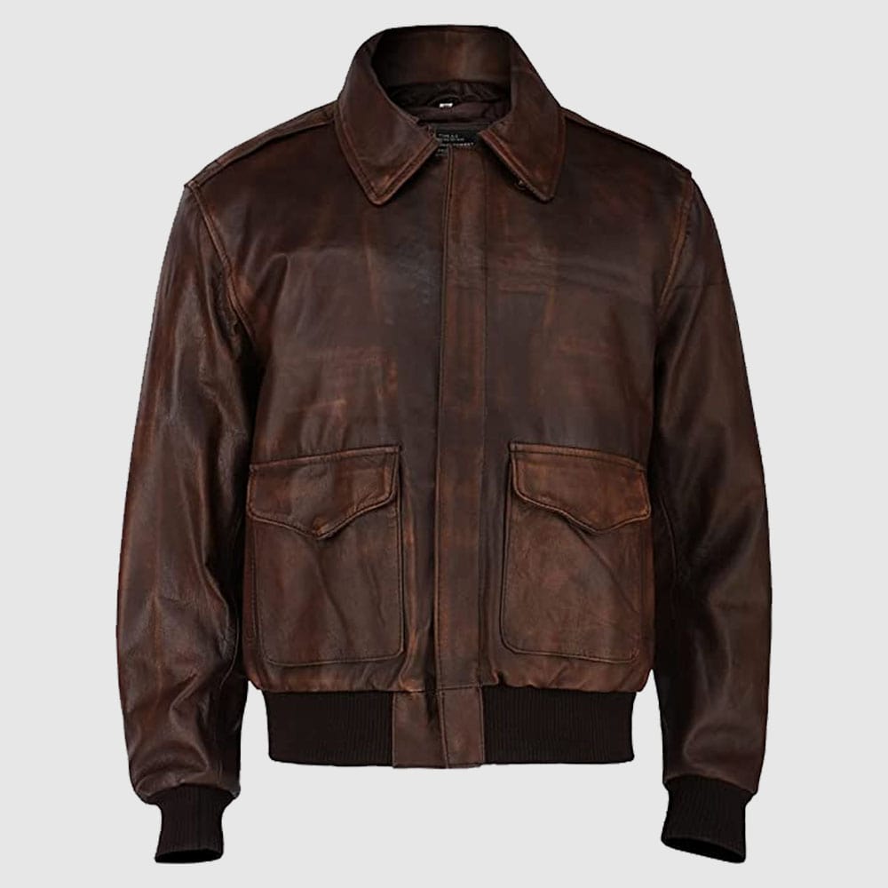 Veste de vol aviateur marron de la Seconde Guerre mondiale - Veste en cuir de bombardier - Style vintage, confort moderne