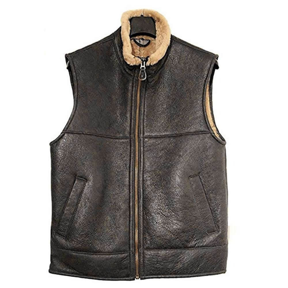 Gilet de vol en cuir et peau de mouton B3 RAF Aviator