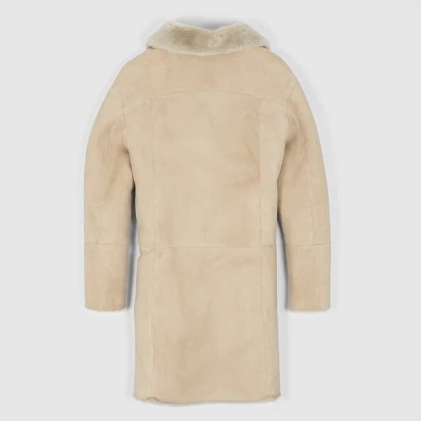 Manteau en peau de mouton beige pour femme