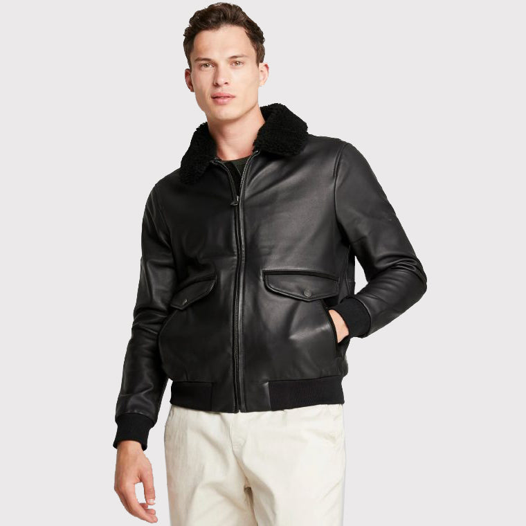 Biker Herren Lammfell Lederjacke