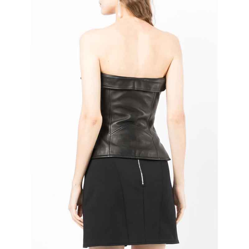 Haut corset en cuir noir