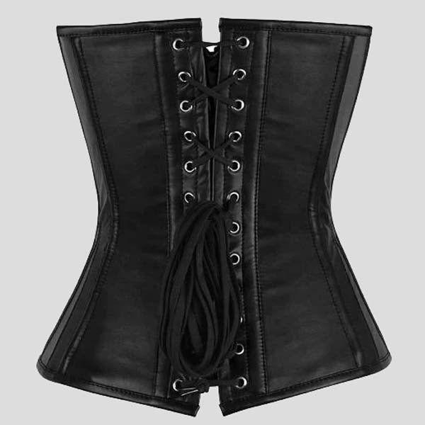 Corset overbuste en cuir nappa de mouton noir