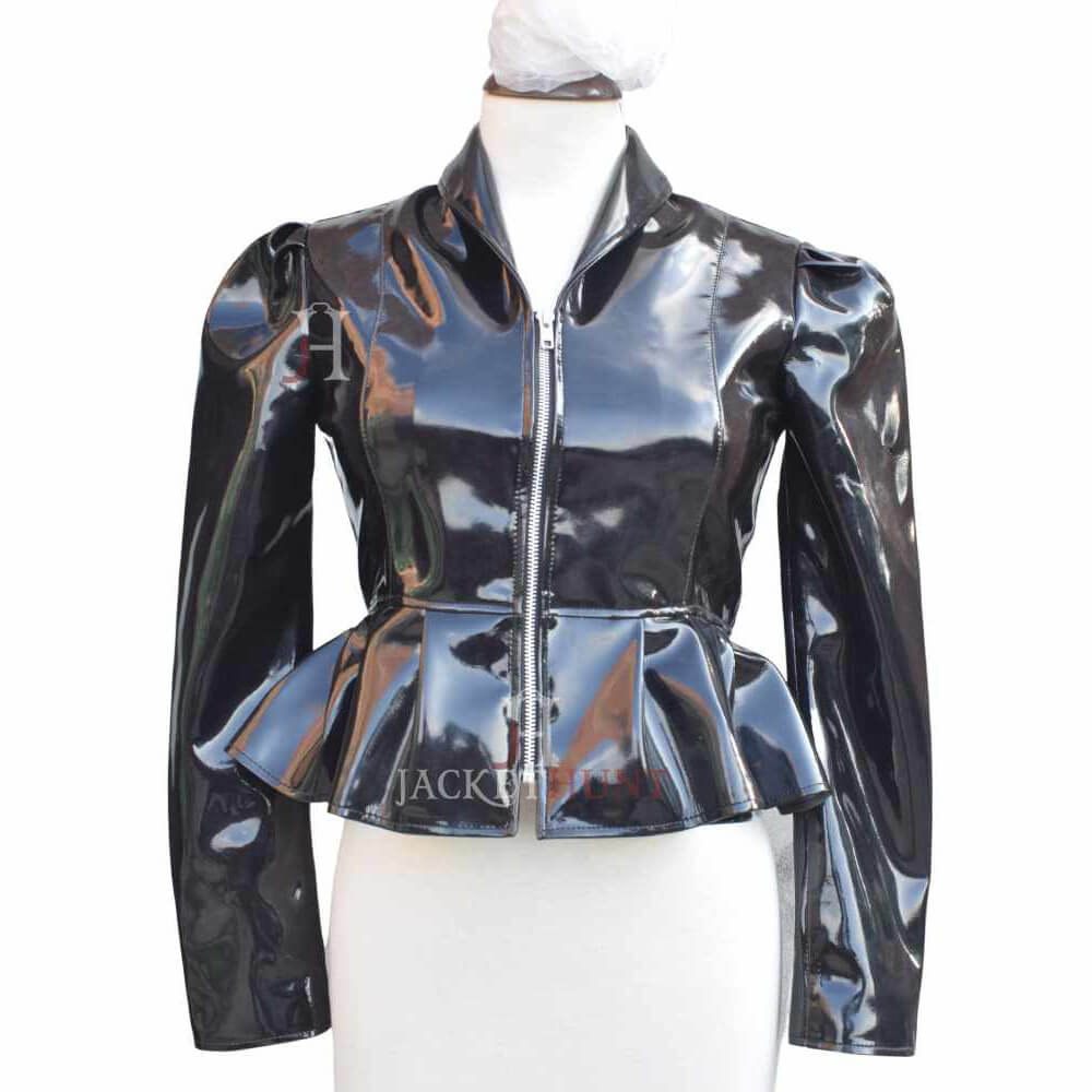 Mini-robe en cuir PVC noir pour femme