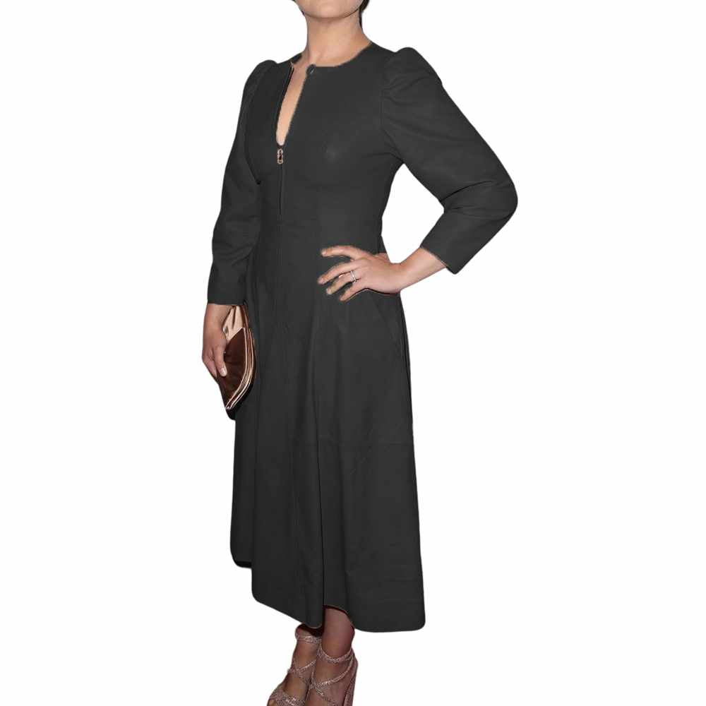 Robe de soirée mini en cuir véritable pour femme