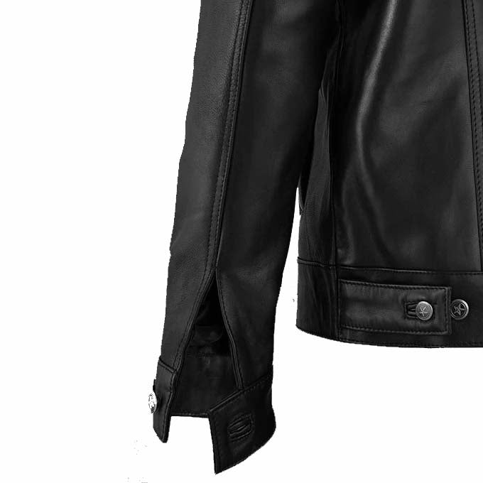 Veste en cuir sherpa noire