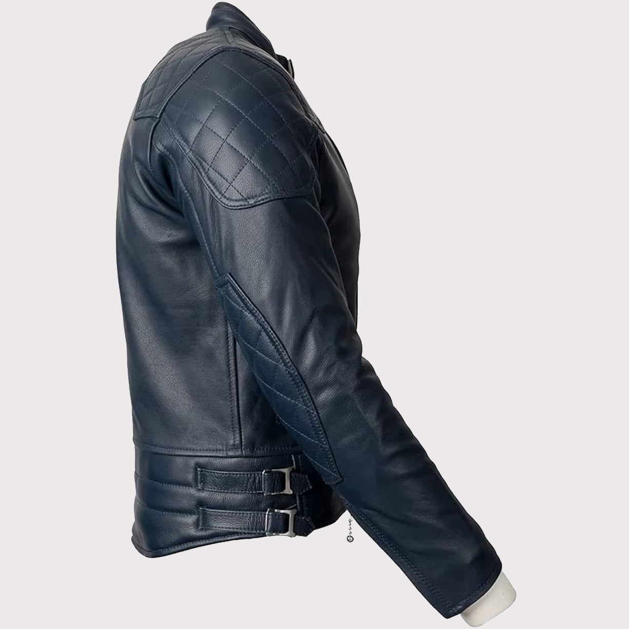 Veste de moto en cuir bleu pour homme - Top doré