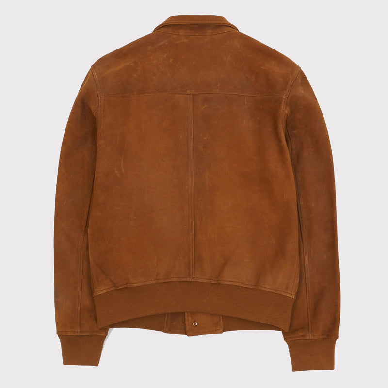 Veste en cuir Harrington marron style cow-boy