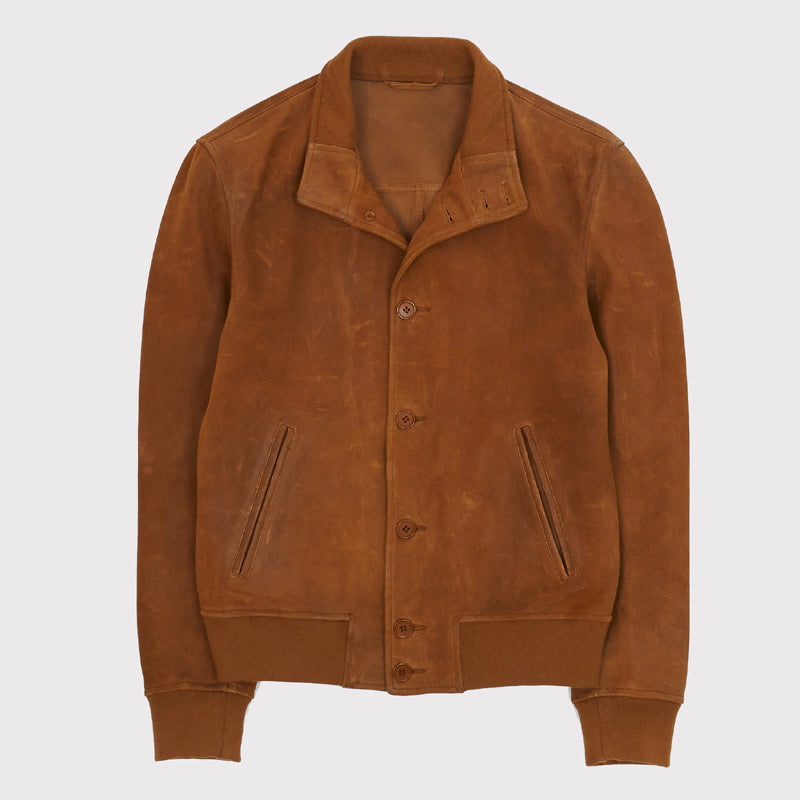 Veste en cuir Harrington marron style cow-boy