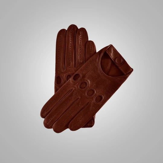 Gants de conduite en cuir d'agneau marron