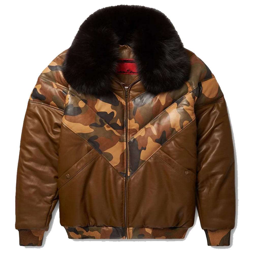 Veste en cuir marron V-Bomber