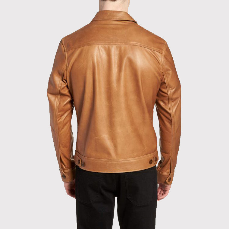 Veste en cuir marron très douce pour homme