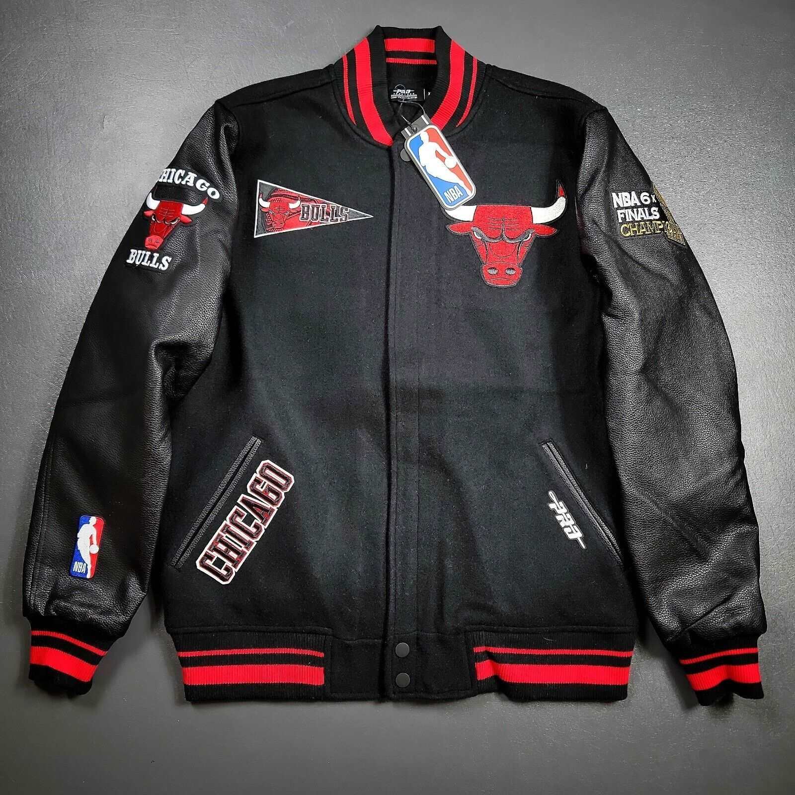 Veste en cuir et laine universitaire pour homme des Chicago Bulls