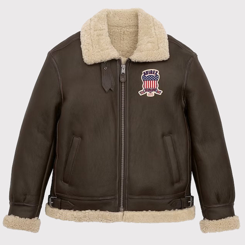 Chocolate Brown B3 Shearling Bomber Jacket