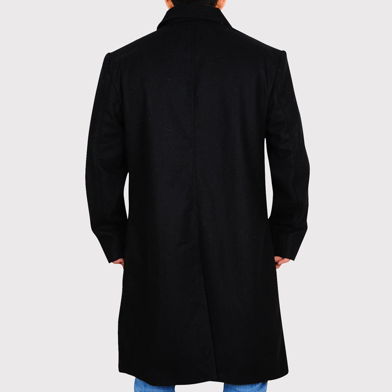 Trench-coat classique en laine noire