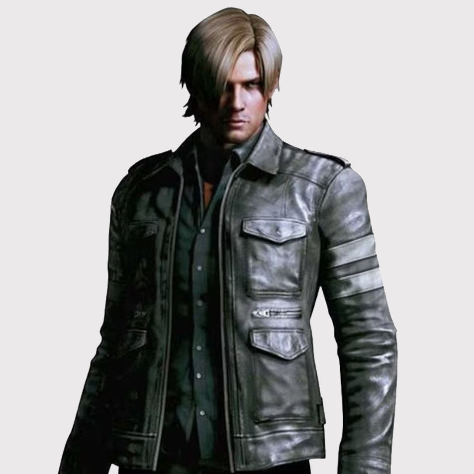 Veste de jeu en cuir classique Leon Kennedy RE6 - Resident Evil VI