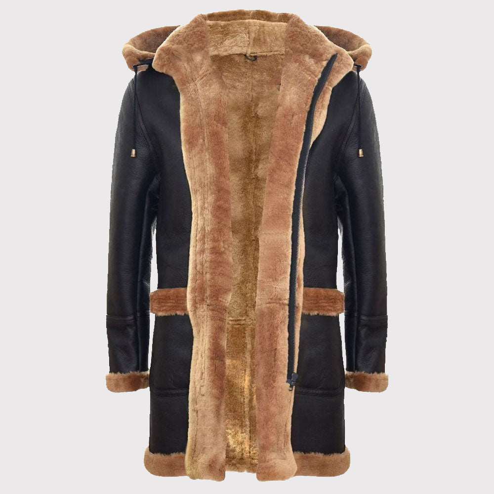 Manteau classique en peau de mouton véritable pour homme