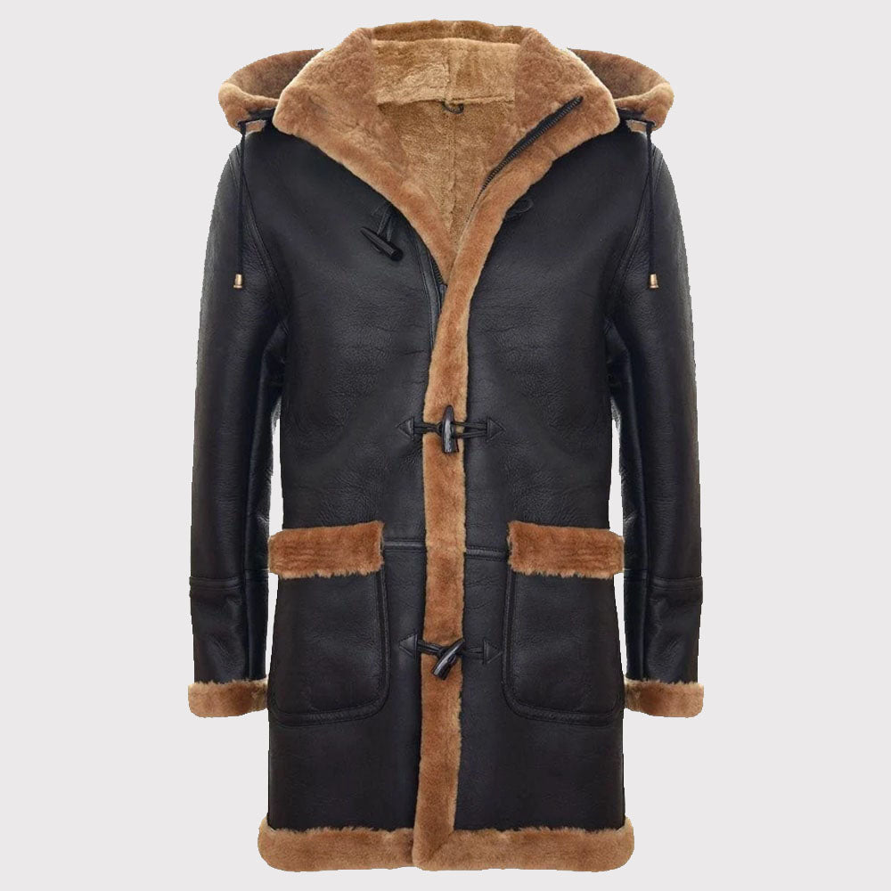 Manteau classique en peau de mouton véritable pour homme