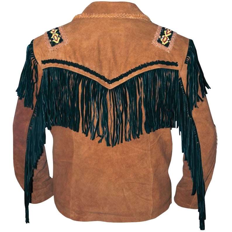 Veste en cuir à franges style cowboy western