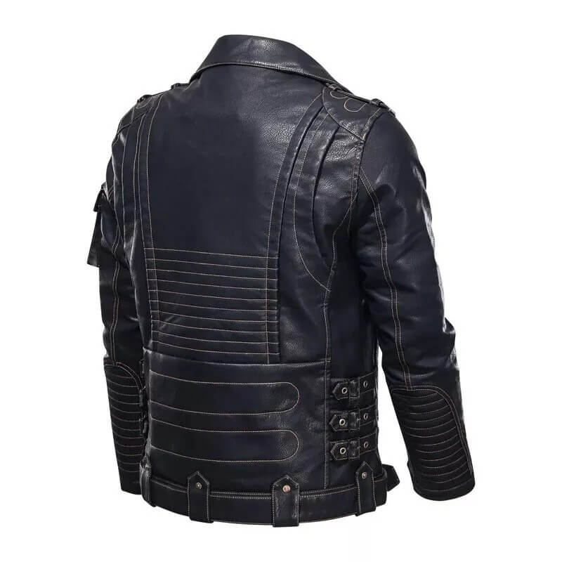 Veste de motard en cuir pour homme de qualité supérieure - Cuir de vache véritable