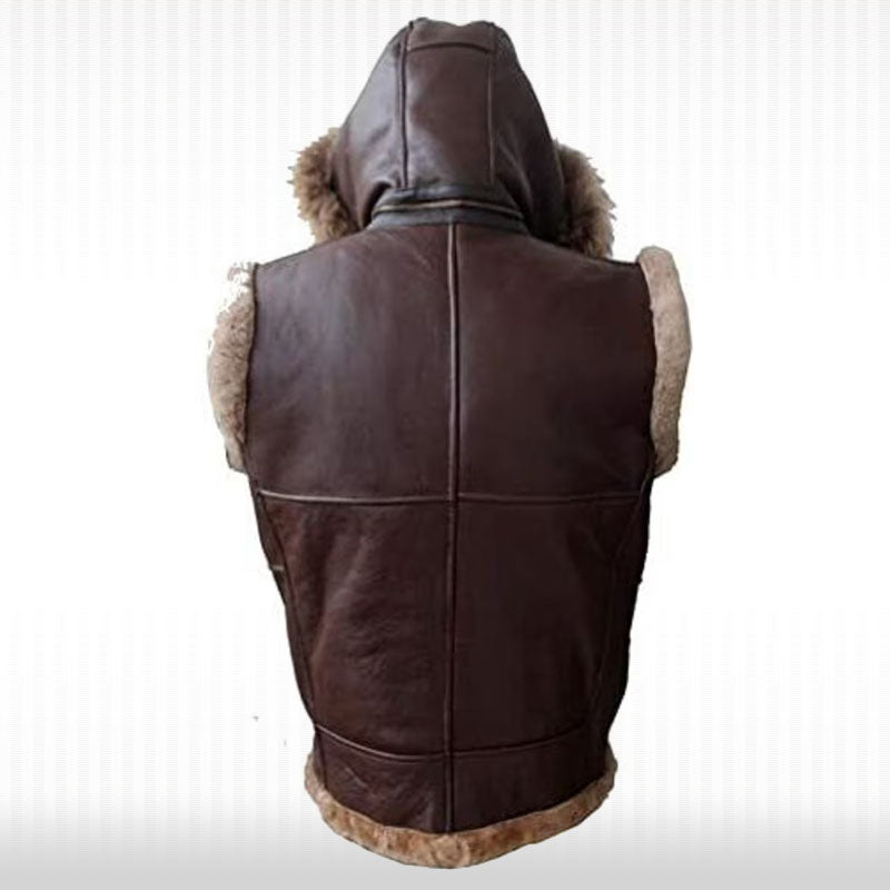 Gilet à capuche en peau de mouton sur mesure - Gilet en cuir de mouton pour homme