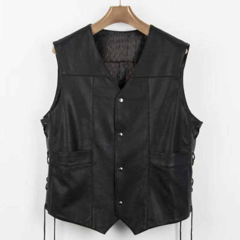 Gilet en cuir véritable avec ailes d'ange de Daryl Dixon - The Walking Dead