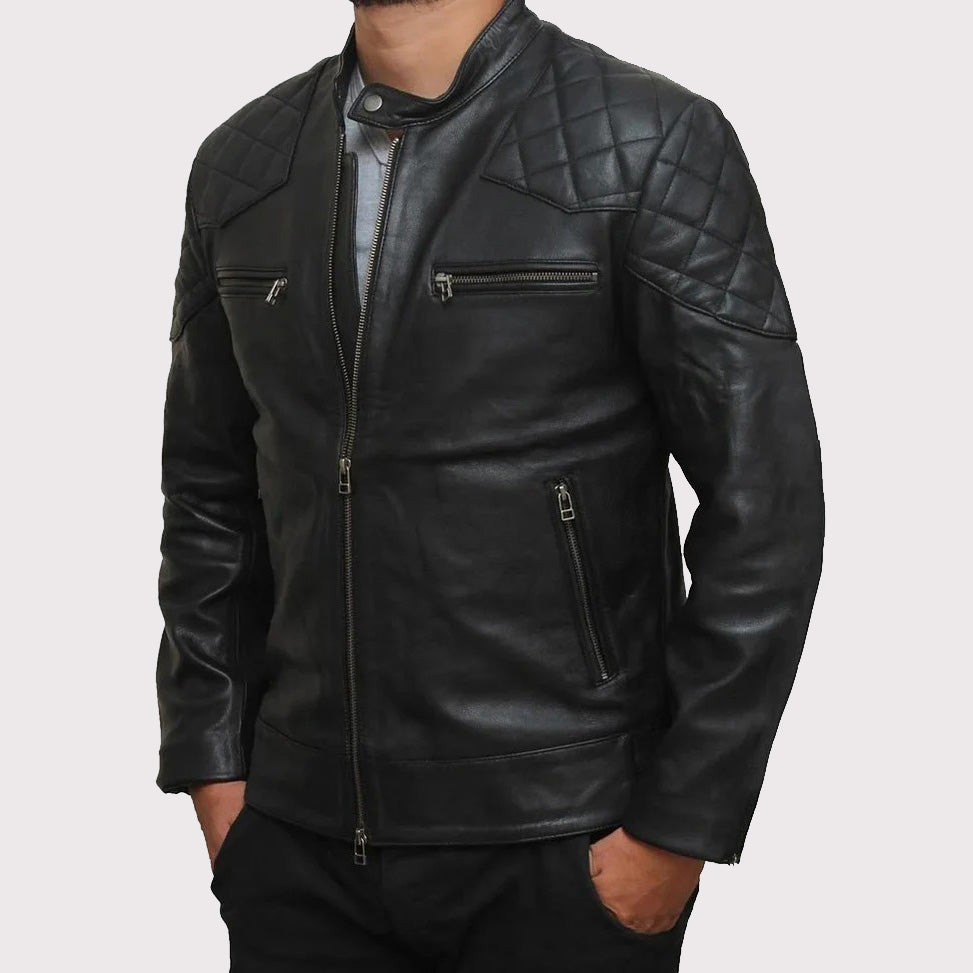 Veste en cuir véritable inspirée de David Beckham pour homme