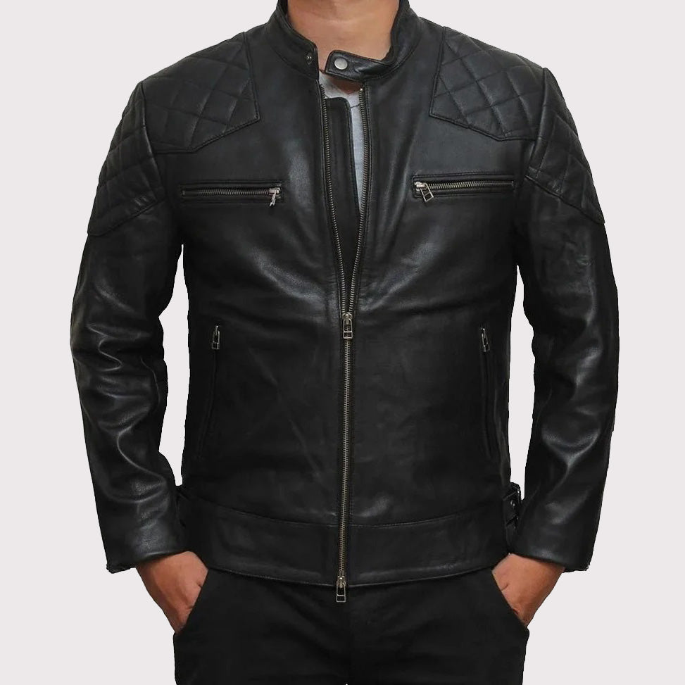 Veste en cuir véritable inspirée de David Beckham pour homme