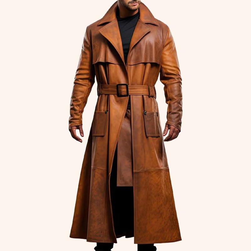 Manteau en peau de mouton véritable marron cacahuète vieilli pour homme