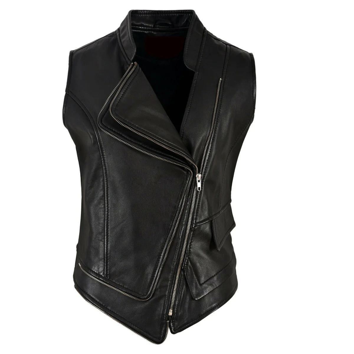 Gilet en cuir croisé style punk pour femme