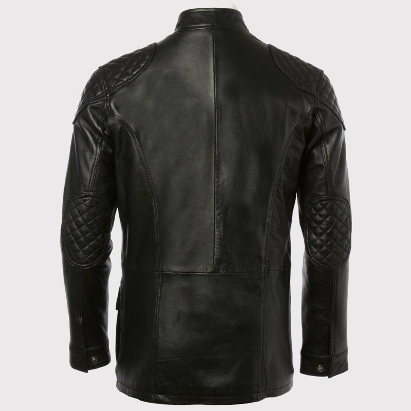 Manteau en cuir noir exclusif pour homme