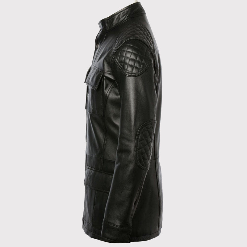 Manteau en cuir noir exclusif pour homme