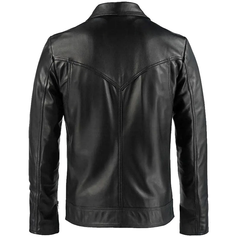 Veste en cuir noir Drifter pour homme à la mode