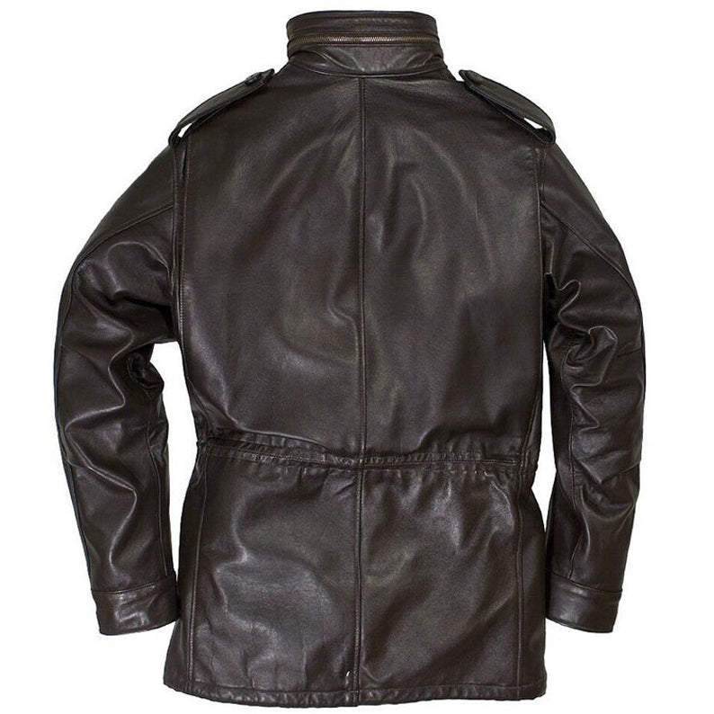 Veste en cuir Field M-65 - Marron foncé