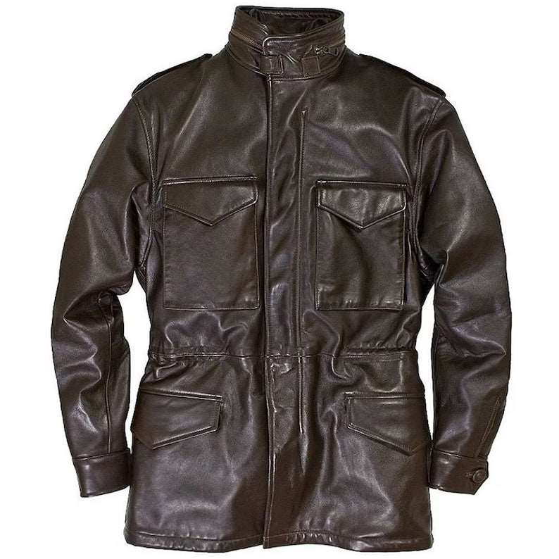 Veste en cuir Field M-65 - Marron foncé