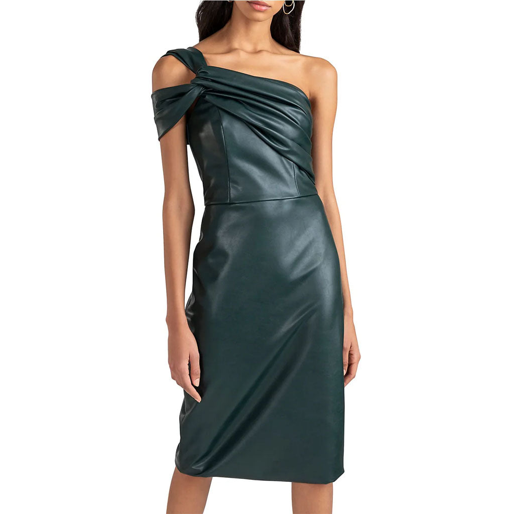 Forest Green Women's Leather Cocktail Dress