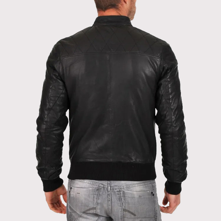 Veste aviateur matelassée en peau de mouton véritable pour homme