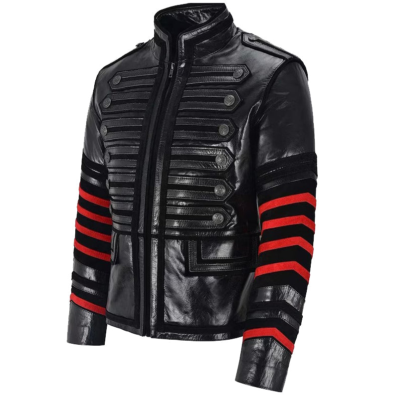 Veste en cuir de style militaire gothique pour hommes