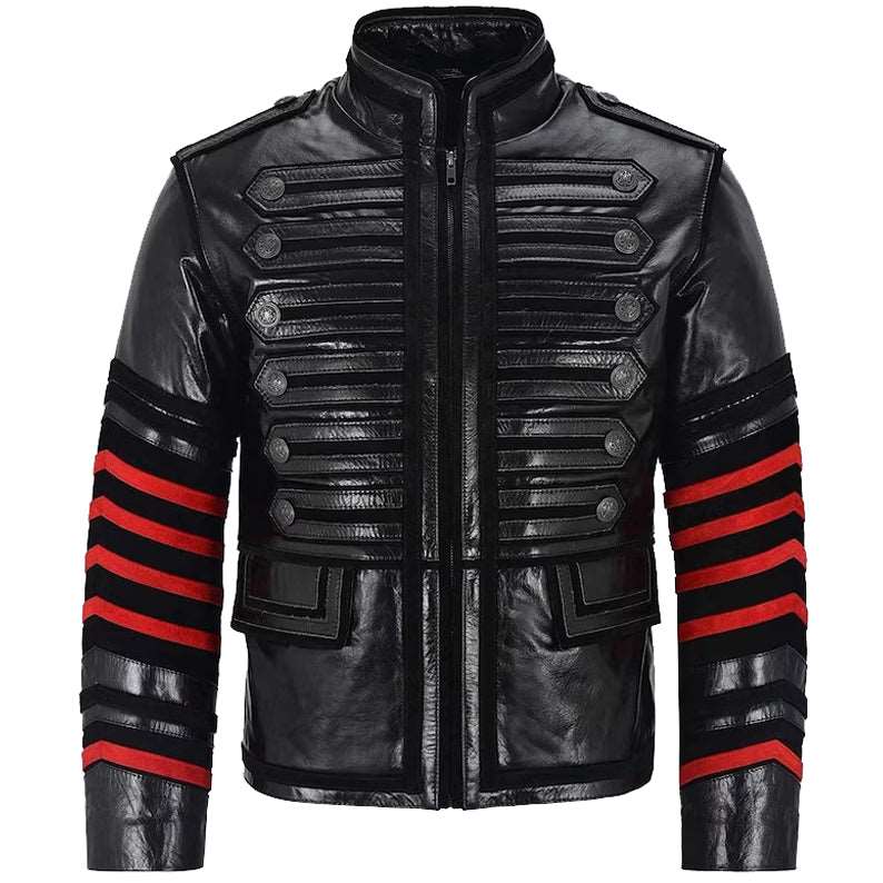 Veste en cuir de style militaire gothique pour hommes