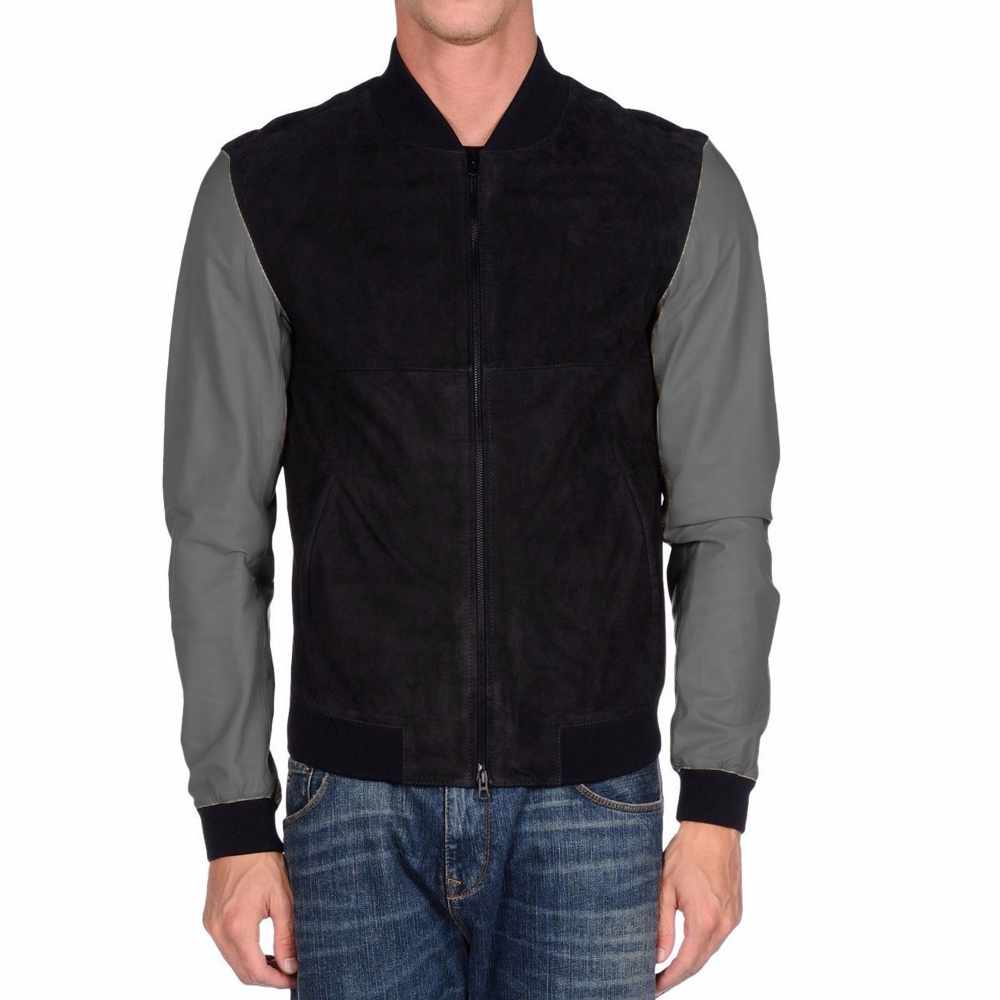 Veste de moto en cuir Letterman Varsity pour homme