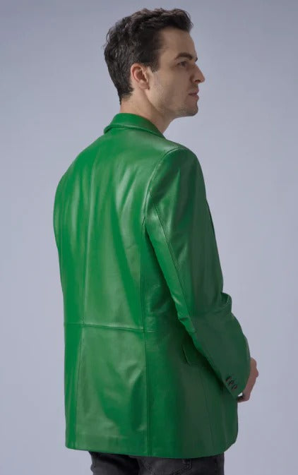 Blazer en cuir vert pour homme