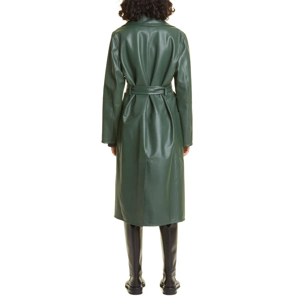 Manteau en cuir vert élégant pour femme