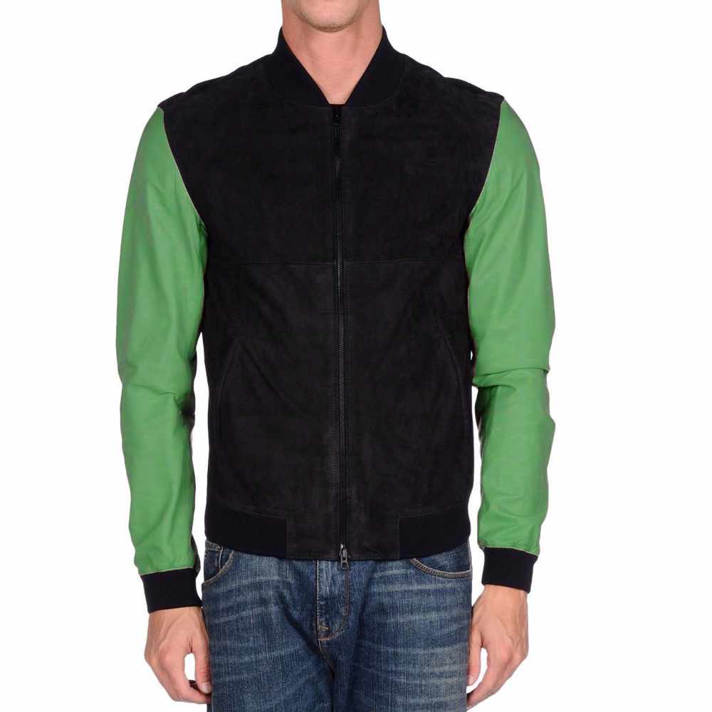 Veste de moto en cuir Letterman Varsity pour homme