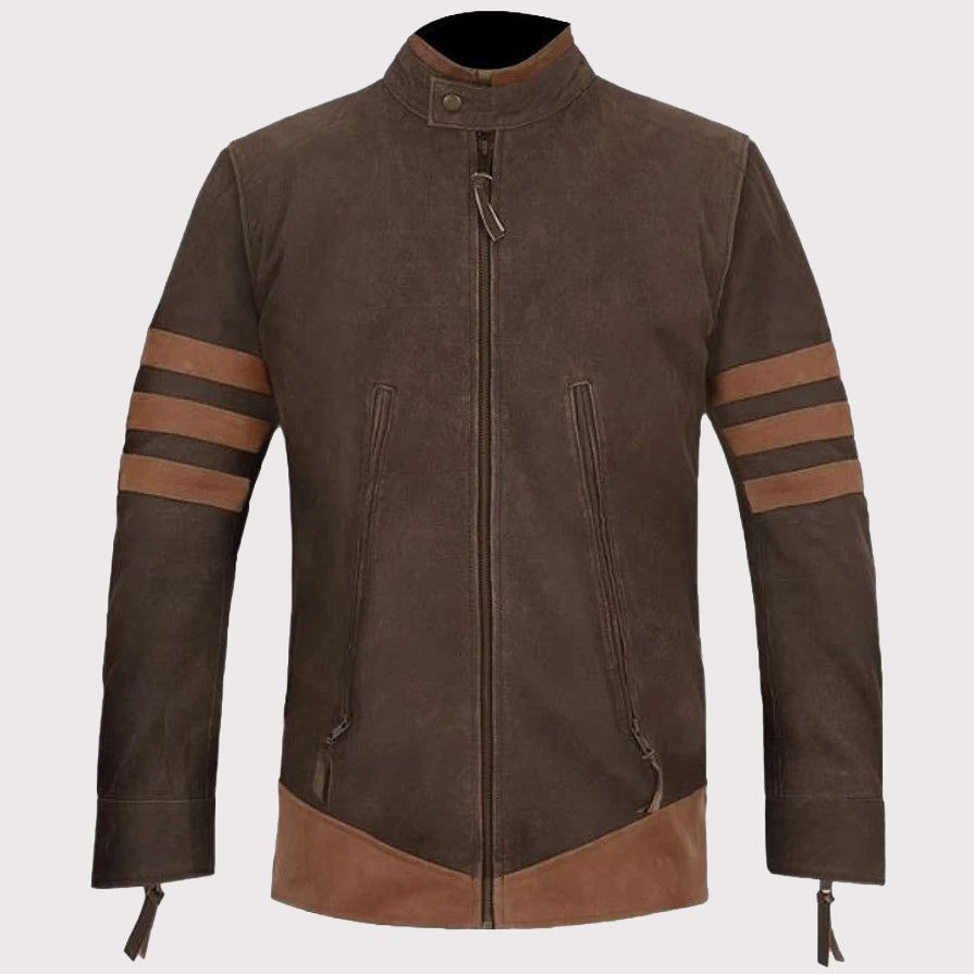 Veste en cuir marron Wolverine X-Men faite à la main