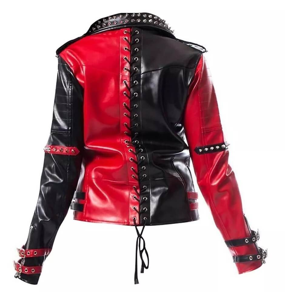 Veste motard cloutée en cuir pour femme Harley Quinn Heartless Asylum